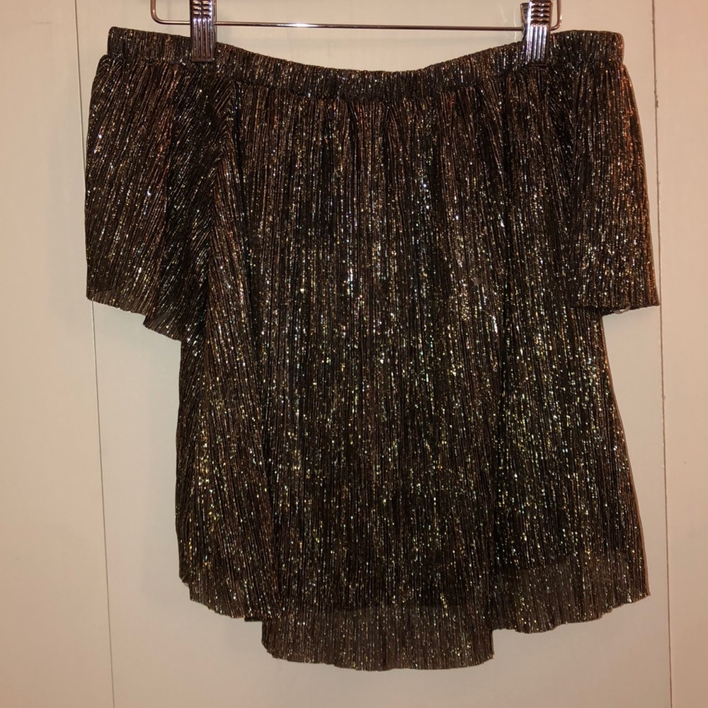 Shimmery off the shoulder top